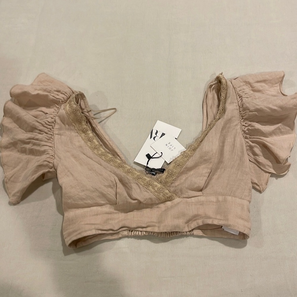 NWT zara linen crop top